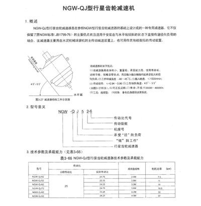 NGW-QJ型行程減速機參數(shù)